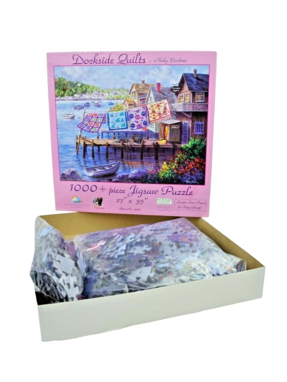 SunsOut Dockside Quilts by Nicky Boehme 1000 Piece Jigsaw Puzzle Complete - Picture 8 of 9
